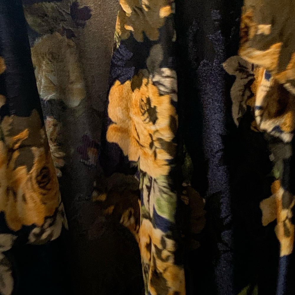 Navy blue velvet coverup with gold flowers